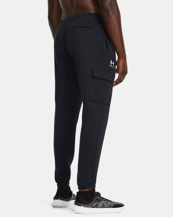 Men's UA Essential Fleece Cargo Pants in Black image number 1